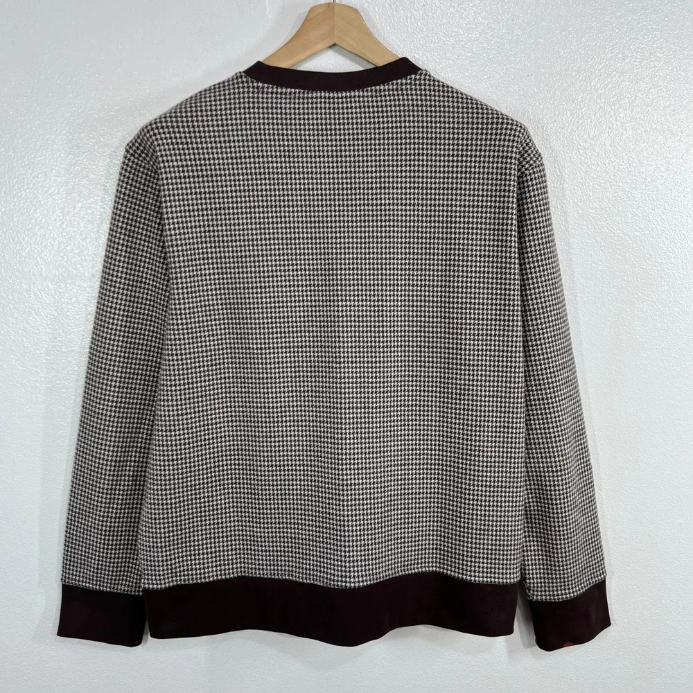 Banana Republic Houndstooth Sweatshirt Men's Large Brown Crewneck Pullover